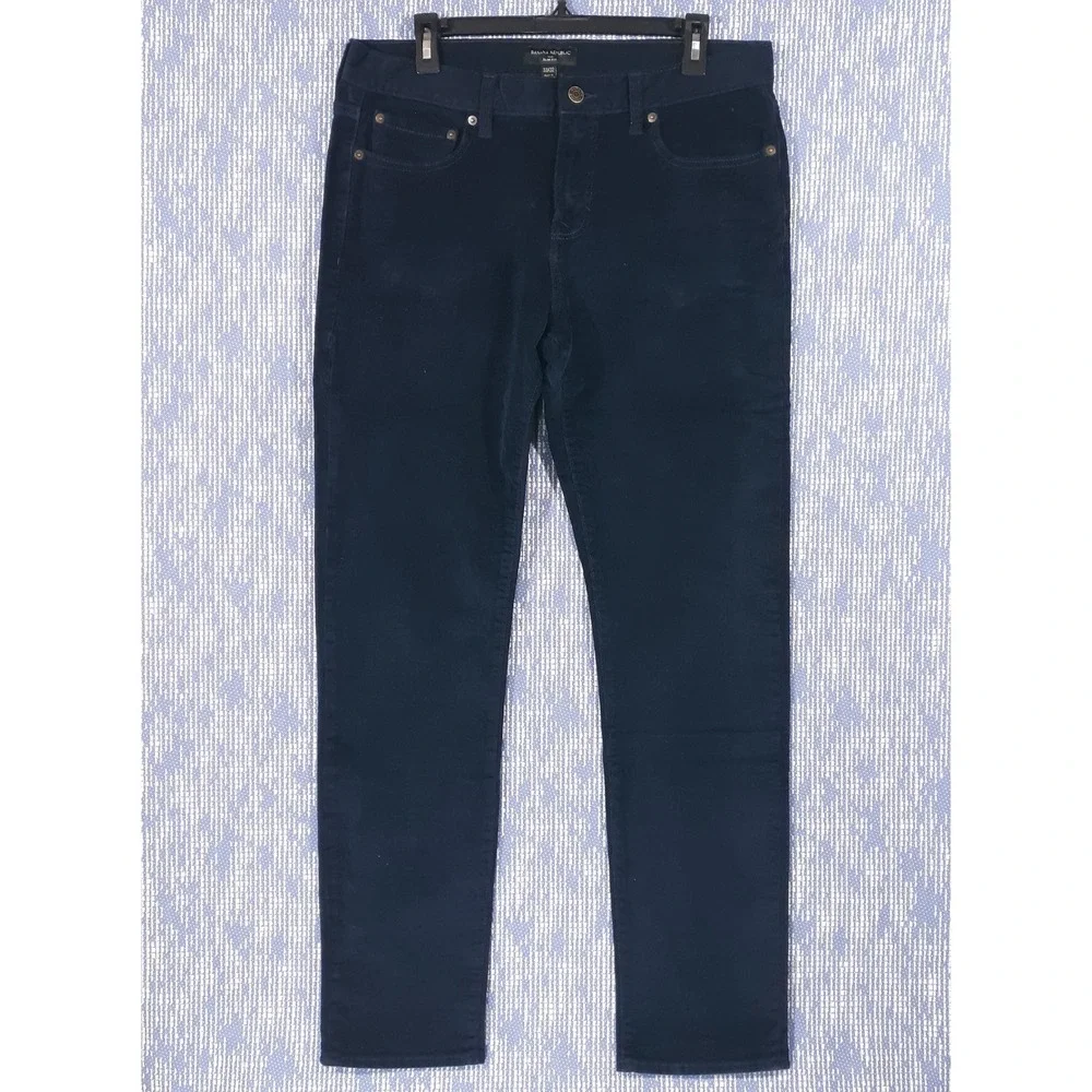 Banana Republic Corduroy Pants Mens Size 33 x 32 Slim‎ Fit Navy Straight
